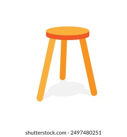 Three-legged stool simple icon. Clipart image isolated on white background