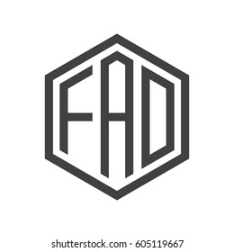 three-letter initials black hexagon logo