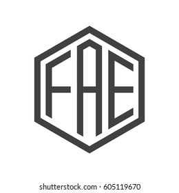 three-letter initials black hexagon logo