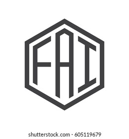three-letter initials black hexagon logo