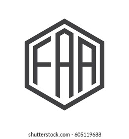 three-letter initials black hexagon logo
