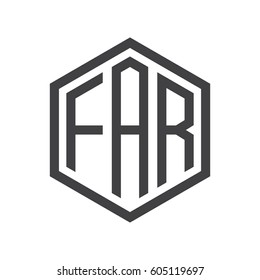 three-letter initials black hexagon logo