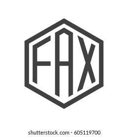 three-letter initials black hexagon logo