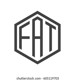 three-letter initials black hexagon logo
