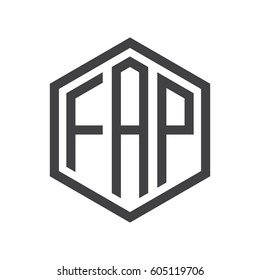 three-letter initials black hexagon logo