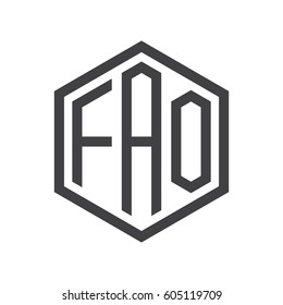 three-letter initials black hexagon logo