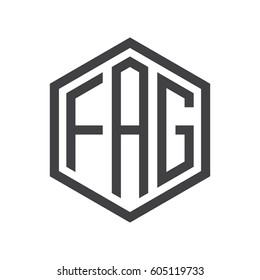 three-letter initials black hexagon logo
