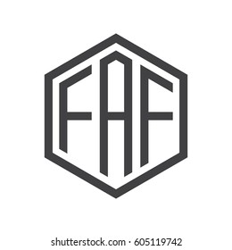 three-letter initials black hexagon logo