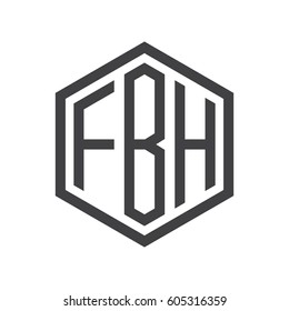 three-letter initials black hexagon logo