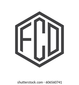 three-letter initials black hexagon logo