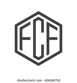 three-letter initials black hexagon logo