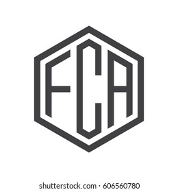 three-letter initials black hexagon logo