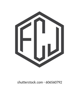 three-letter initials black hexagon logo