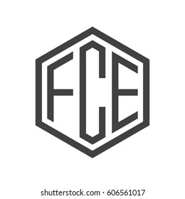 three-letter initials black hexagon logo
