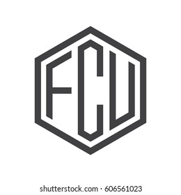 three-letter initials black hexagon logo
