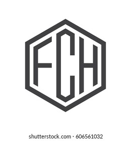 three-letter initials black hexagon logo