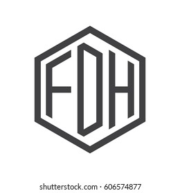 three-letter initials black hexagon logo