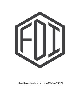 three-letter initials black hexagon logo