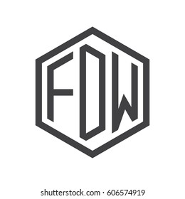 three-letter initials black hexagon logo