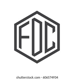 three-letter initials black hexagon logo