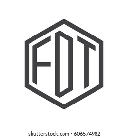 three-letter initials black hexagon logo