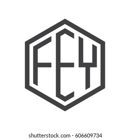 three-letter initials black hexagon logo