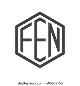 three-letter initials black hexagon logo
