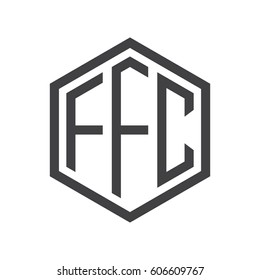 three-letter initials black hexagon logo