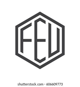 three-letter initials black hexagon logo