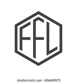 three-letter initials black hexagon logo
