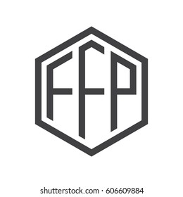 three-letter initials black hexagon logo