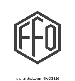 three-letter initials black hexagon logo