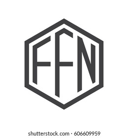 three-letter initials black hexagon logo