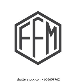 three-letter initials black hexagon logo