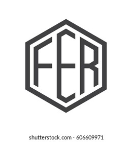 three-letter initials black hexagon logo