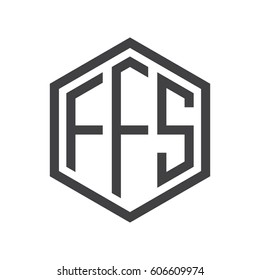 three-letter initials black hexagon logo