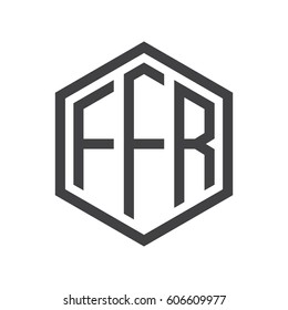 three-letter initials black hexagon logo