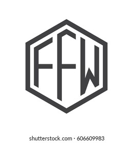 three-letter initials black hexagon logo