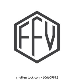 three-letter initials black hexagon logo