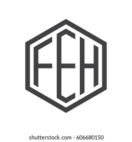 three-letter initials black hexagon logo