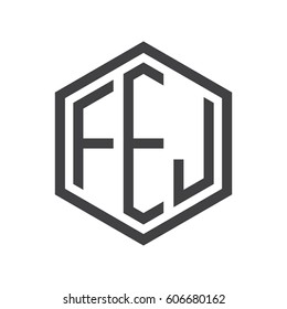 three-letter initials black hexagon logo