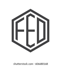 three-letter initials black hexagon logo