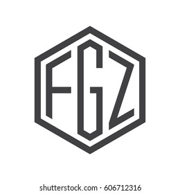 three-letter initials black hexagon logo