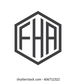 three-letter initials black hexagon logo