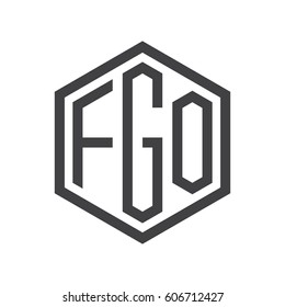 three-letter initials black hexagon logo