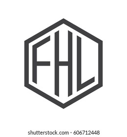 three-letter initials black hexagon logo