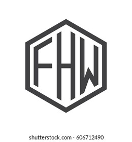 three-letter initials black hexagon logo