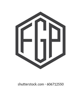 three-letter initials black hexagon logo