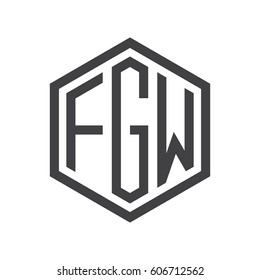 three-letter initials black hexagon logo