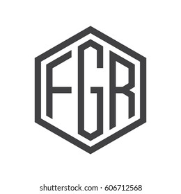 three-letter initials black hexagon logo